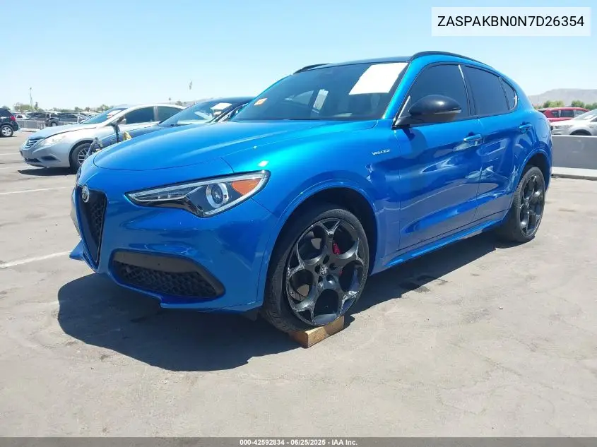 2022 Alfa Romeo Stelvio Veloce Ti Awd VIN: ZASPAKBN0N7D26354 Lot: 42592834