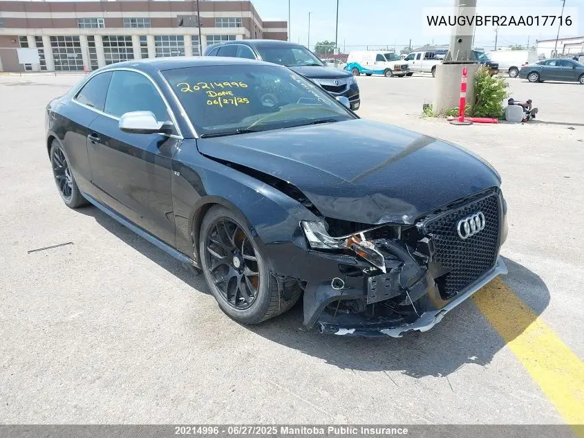 2010 Audi S5 4.2 Quattro VIN: WAUGVBFR2AA017716 Lot: 20214996