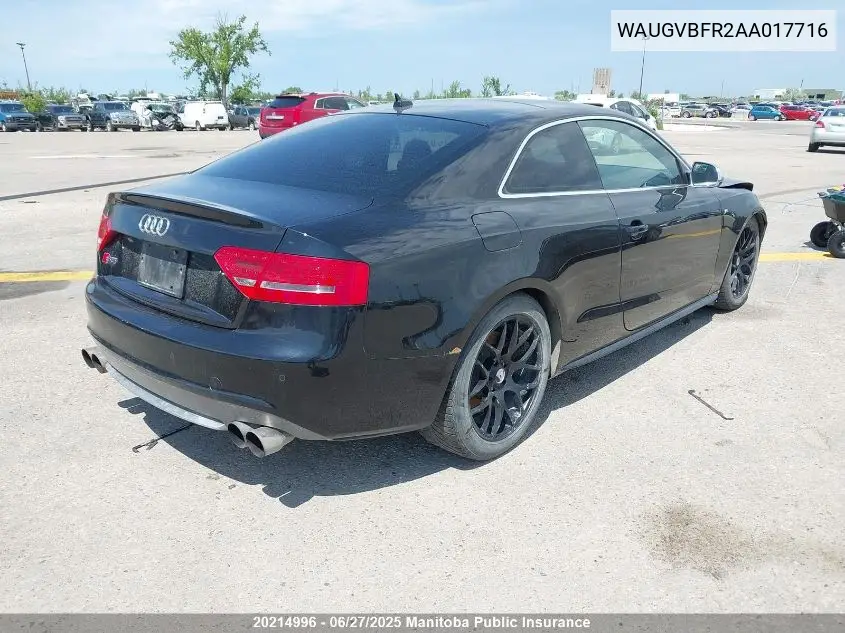 2010 Audi S5 4.2 Quattro VIN: WAUGVBFR2AA017716 Lot: 20214996