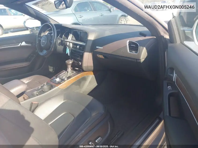 2016 Audi A5 2.0T Premium VIN: WAUD2AFHXGN005246 Lot: 42595647