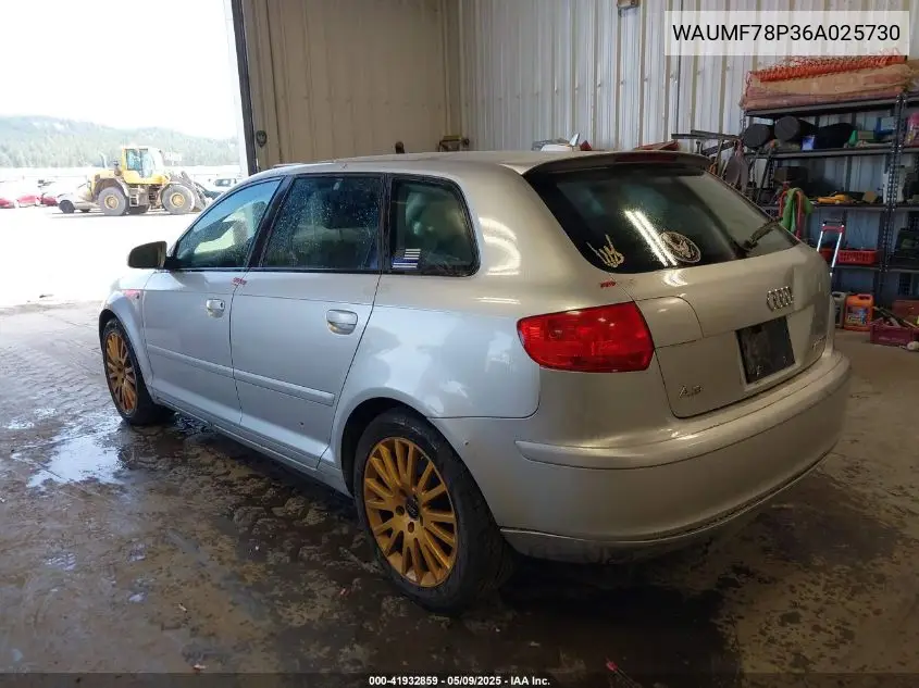 2006 Audi A3 2.0T VIN: WAUMF78P36A025730 Lot: 41932859