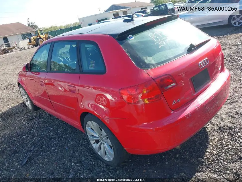 2006 Audi A3 2.0T VIN: WAUMF68P86A000266 Lot: 42218803