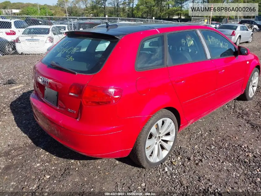 2006 Audi A3 2.0T VIN: WAUMF68P86A000266 Lot: 42218803