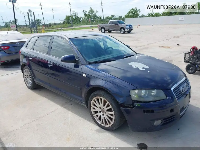 2006 Audi A3 2.0T VIN: WAUNF98P26A187980 Lot: 42236974