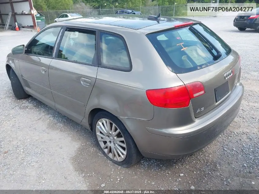 2006 Audi A3 2.0T VIN: WAUNF78P06A204277 Lot: 42362045