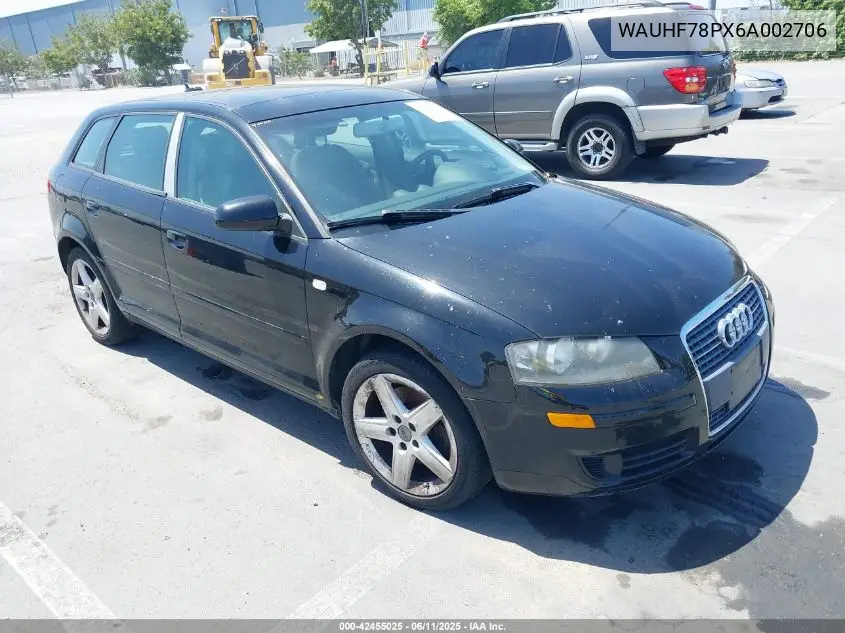 2006 Audi A3 2.0T VIN: WAUHF78PX6A002706 Lot: 42455025