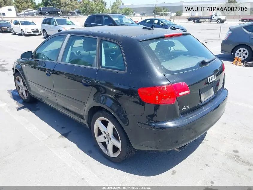 2006 Audi A3 2.0T VIN: WAUHF78PX6A002706 Lot: 42455025