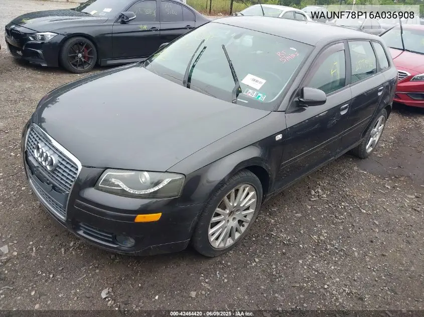 2006 Audi A3 2.0T VIN: WAUNF78P16A036908 Lot: 42464420