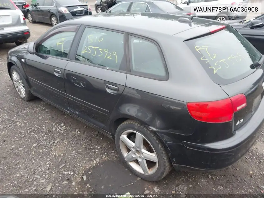 2006 Audi A3 2.0T VIN: WAUNF78P16A036908 Lot: 42464420
