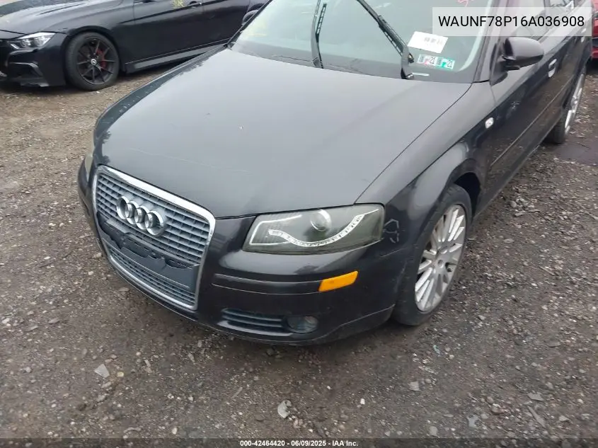 2006 Audi A3 2.0T VIN: WAUNF78P16A036908 Lot: 42464420