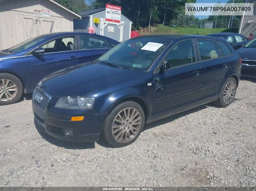 2006 Audi A3 2.0T VIN: WAUMF78P96A007409 Lot: 42535165