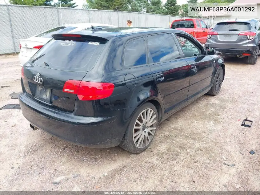 2006 Audi A3 2.0T VIN: WAUMF68P36A001292 Lot: 42592242