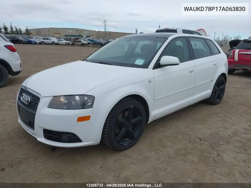 2007 Audi A3 S-Line 3.2 Quattro VIN: WAUKD78P17A063830 Lot: 12305733