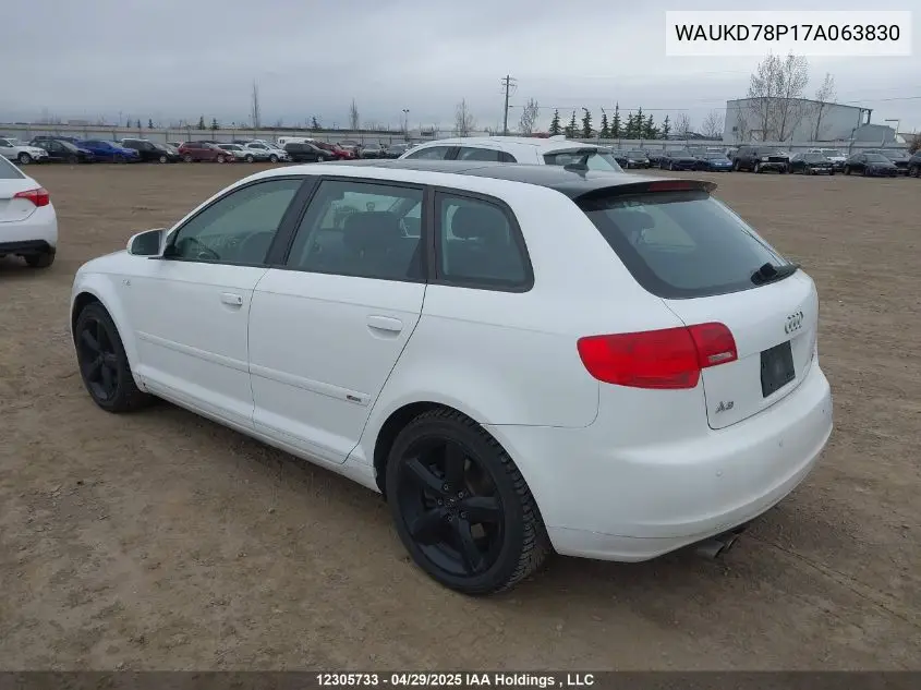 2007 Audi A3 S-Line 3.2 Quattro VIN: WAUKD78P17A063830 Lot: 12305733