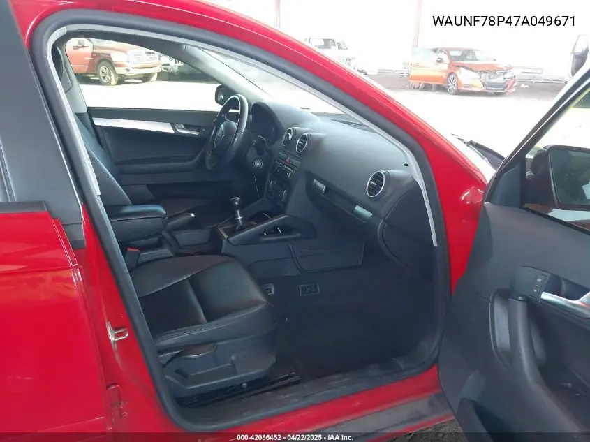 2007 Audi A3 2.0T VIN: WAUNF78P47A049671 Lot: 42086452