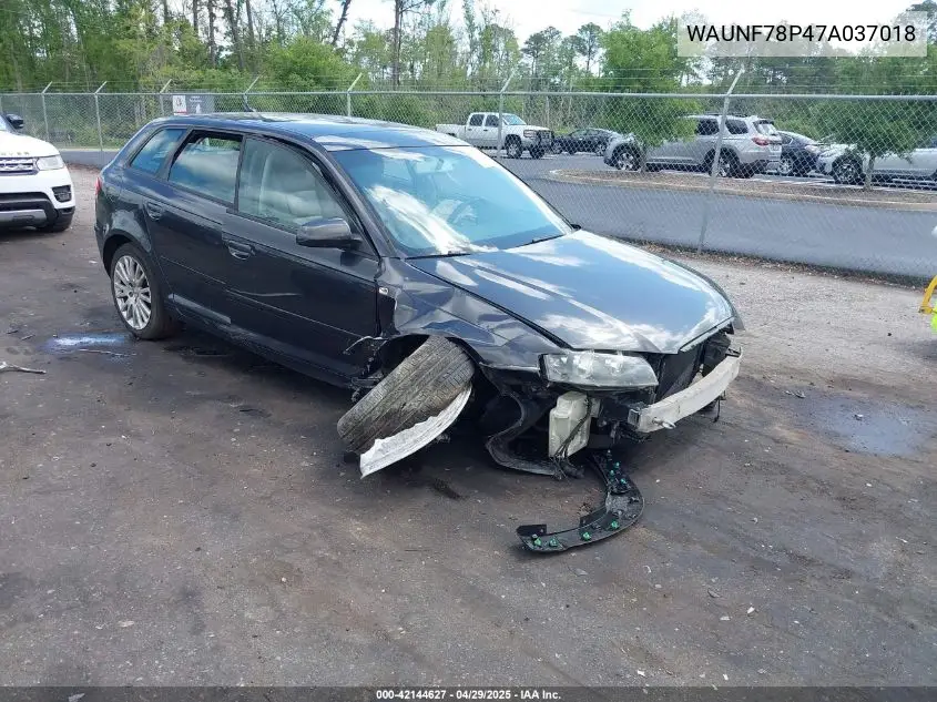 2007 Audi A3 2.0T VIN: WAUNF78P47A037018 Lot: 42144627