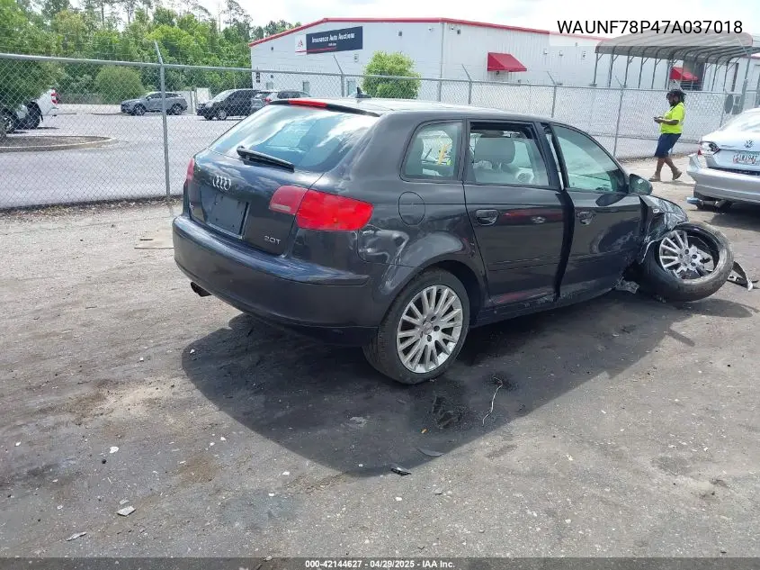 2007 Audi A3 2.0T VIN: WAUNF78P47A037018 Lot: 42144627