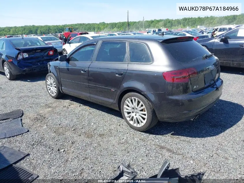2007 Audi A3 3.2 VIN: WAUKD78P67A184966 Lot: 42241114