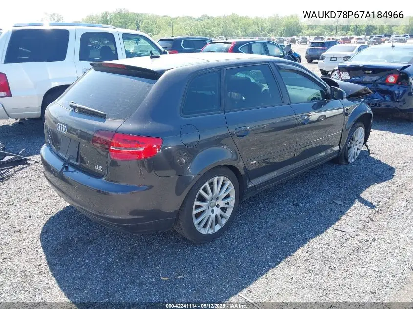 2007 Audi A3 3.2 VIN: WAUKD78P67A184966 Lot: 42241114