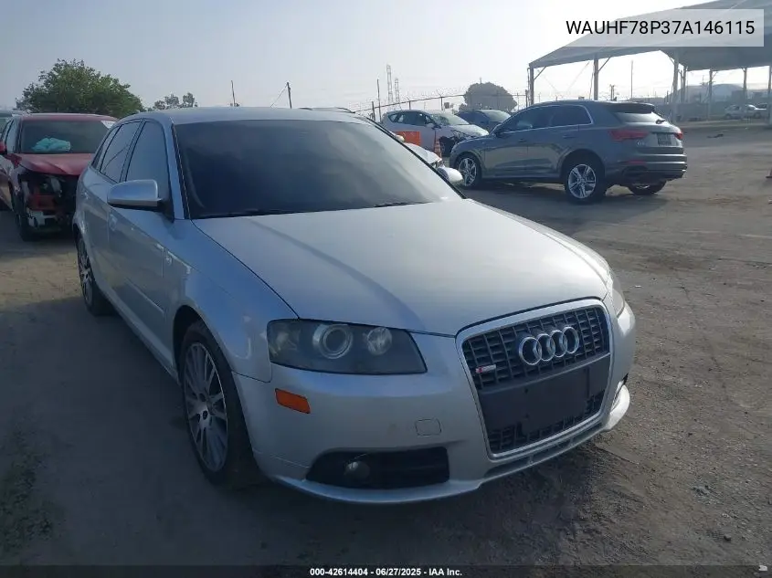 2007 Audi A3 2.0T VIN: WAUHF78P37A146115 Lot: 42614404