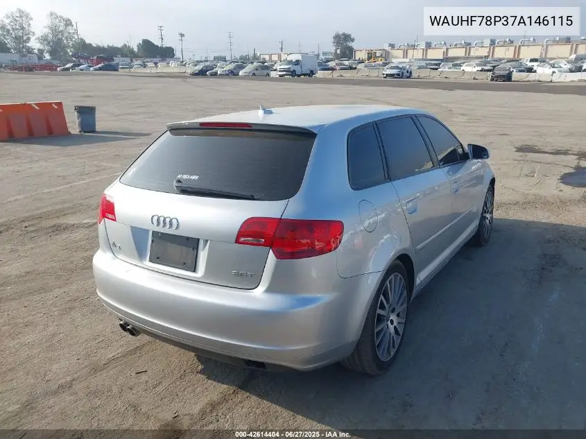 2007 Audi A3 2.0T VIN: WAUHF78P37A146115 Lot: 42614404