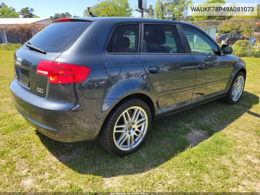 2009 Audi A3 2.0T Quattro VIN: WAUKF78P49A081073 Lot: 42031922