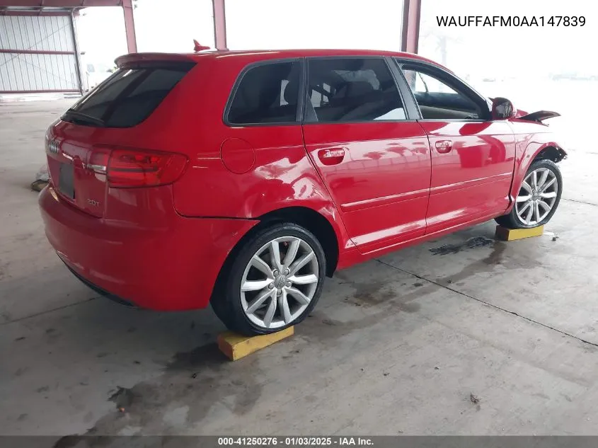 2010 Audi A3 2.0T Premium VIN: WAUFFAFM0AA147839 Lot: 41250276