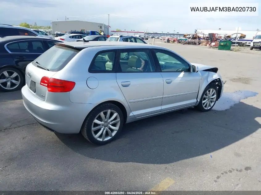 2011 Audi A3 2.0 Tdi Premium VIN: WAUBJAFM3BA020730 Lot: 42083293