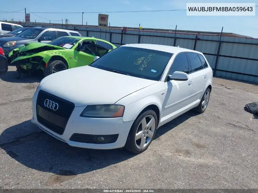 2011 Audi A3 2.0 Tdi Premium VIN: WAUBJBFM8BA059643 Lot: 42152842