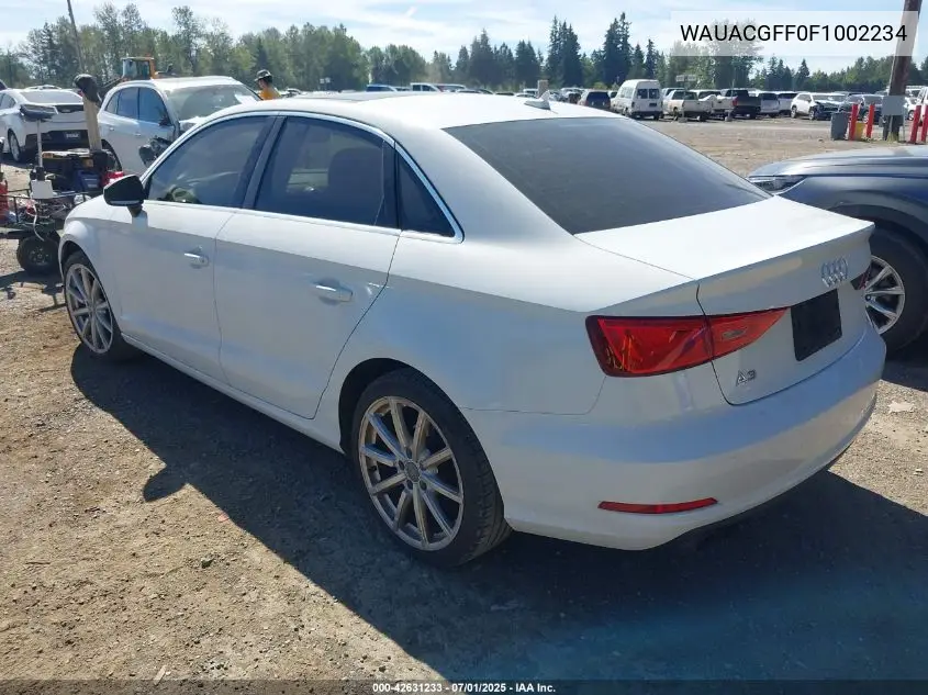 2015 Audi A3 1.8T Premium VIN: WAUACGFF0F1002234 Lot: 42631233