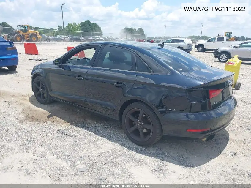 2016 Audi A3 1.8T Premium VIN: WAUA7GFF9G1118022 Lot: 42626090