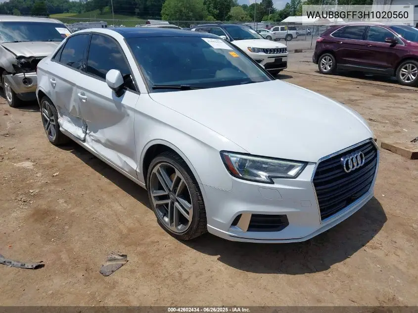 2017 Audi A3 2.0T Premium VIN: WAUB8GFF3H1020560 Lot: 42602434