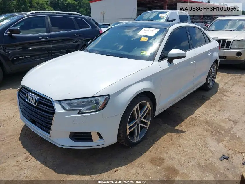 2017 Audi A3 2.0T Premium VIN: WAUB8GFF3H1020560 Lot: 42602434