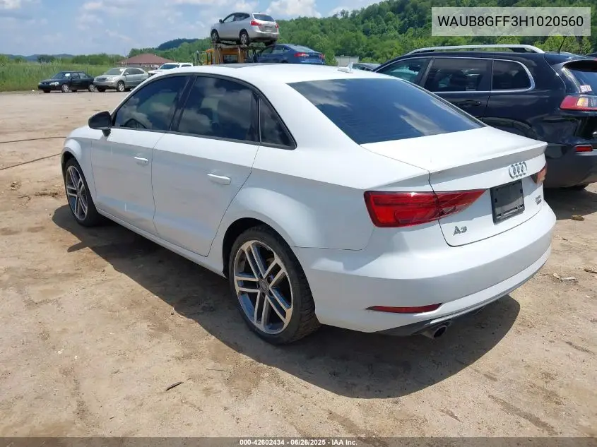 2017 Audi A3 2.0T Premium VIN: WAUB8GFF3H1020560 Lot: 42602434