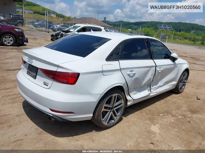 2017 Audi A3 2.0T Premium VIN: WAUB8GFF3H1020560 Lot: 42602434