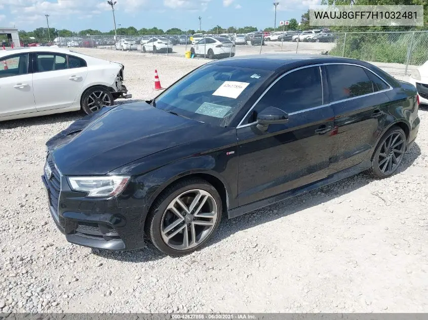 2017 Audi A3 2.0T Premium VIN: WAUJ8GFF7H1032481 Lot: 42627856