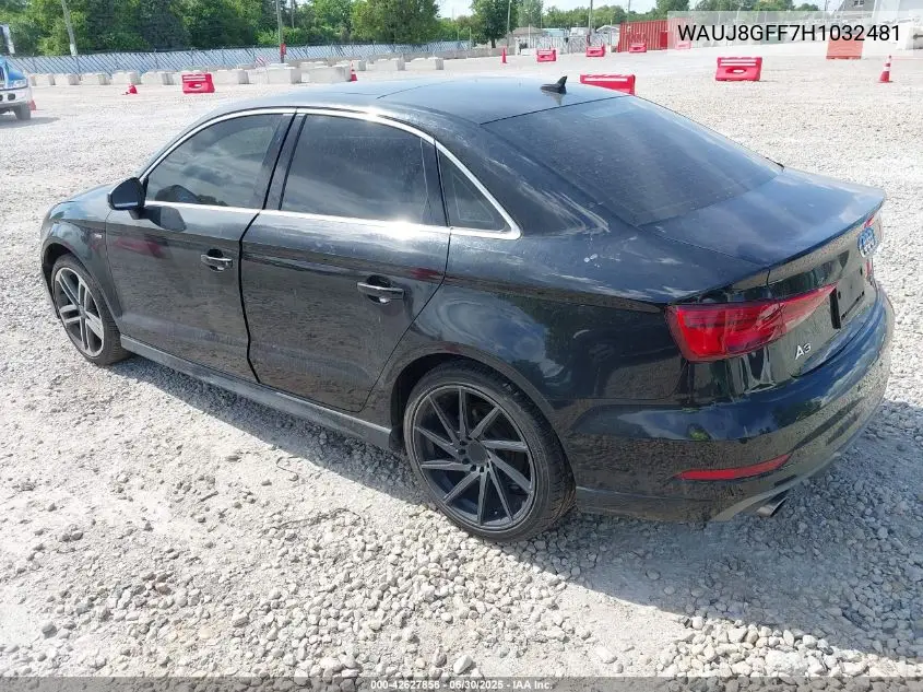 2017 Audi A3 2.0T Premium VIN: WAUJ8GFF7H1032481 Lot: 42627856