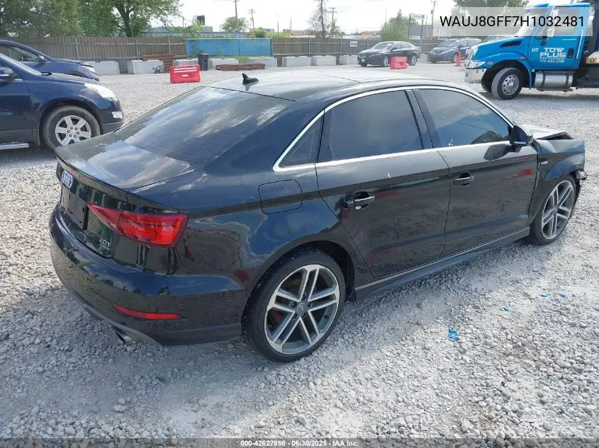 2017 Audi A3 2.0T Premium VIN: WAUJ8GFF7H1032481 Lot: 42627856