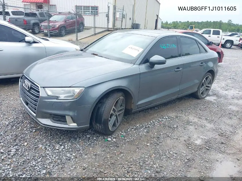 2018 Audi A3 2.0T Premium VIN: WAUB8GFF1J1011605 Lot: 42623576