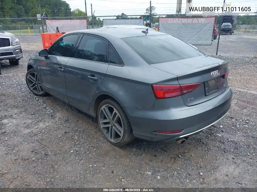 2018 Audi A3 2.0T Premium VIN: WAUB8GFF1J1011605 Lot: 42623576