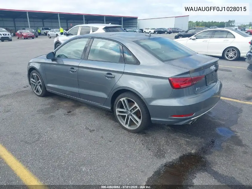 2018 Audi A3 2.0T Premium/2.0T Tech Premium VIN: WAUAUGFF0J1028015 Lot: 42635852