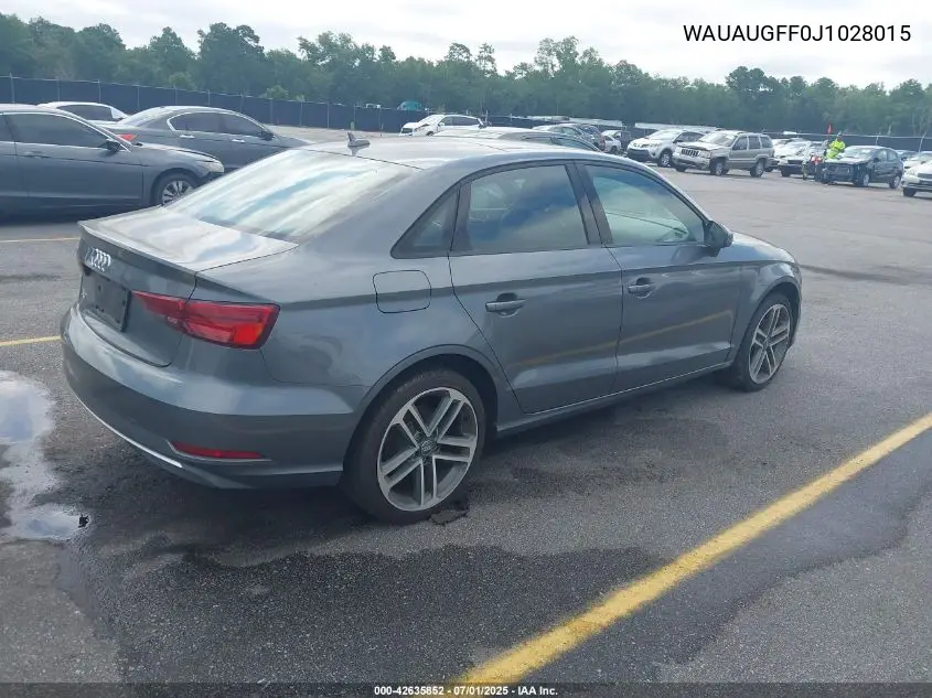 2018 Audi A3 2.0T Premium/2.0T Tech Premium VIN: WAUAUGFF0J1028015 Lot: 42635852
