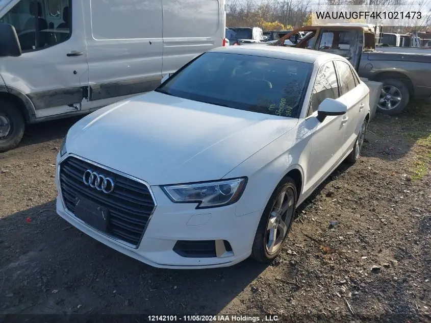 2019 Audi A3 Sedan VIN: WAUAUGFF4K1021473 Lot: 12142101