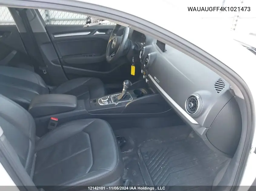 2019 Audi A3 Sedan VIN: WAUAUGFF4K1021473 Lot: 12142101