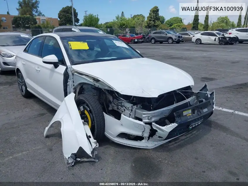 2019 Audi A3 40 Premium/40 Titanium Premium VIN: WAUAUGFF3KA100939 Lot: 42256576