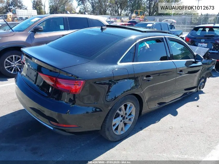 2019 Audi A3 40 Premium VIN: WAUAUGFF0K1012673 Lot: 42576580