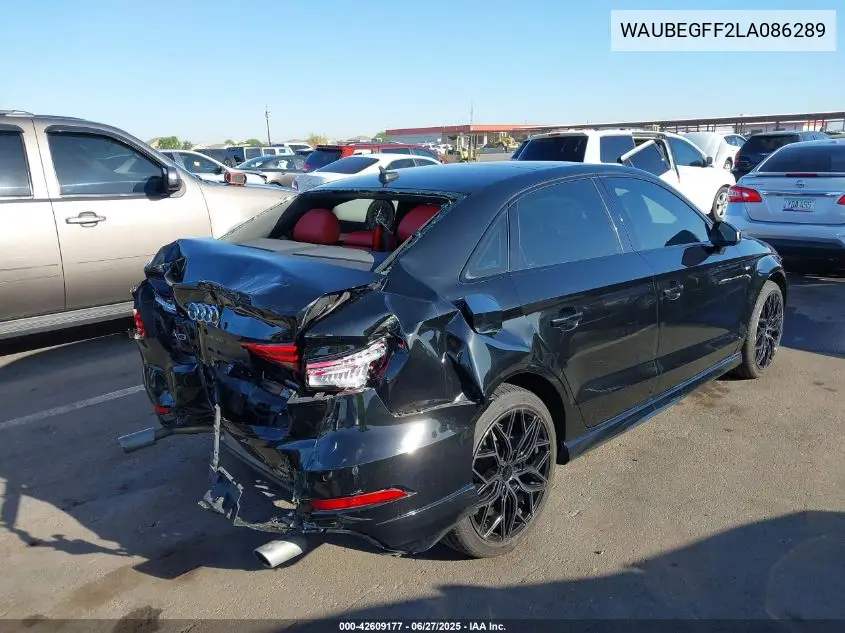 2020 Audi A3 S-Line Premium VIN: WAUBEGFF2LA086289 Lot: 42609177