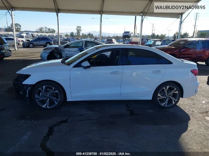 2022 Audi A3 Premium Plus 40 Tfsi Front-Wheel Drive S Tronic VIN: WAUBUDGY2NA09895 Lot: 41239758