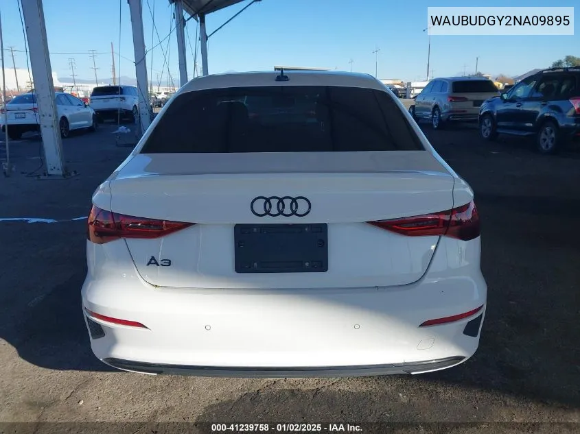 2022 Audi A3 Premium Plus 40 Tfsi Front-Wheel Drive S Tronic VIN: WAUBUDGY2NA09895 Lot: 41239758