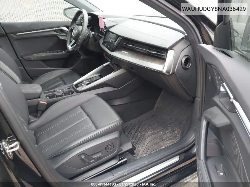 2022 Audi A3 Premium Plus 40 Tfsi Quattro S Tronic VIN: WAUHUDGY8NA036429 Lot: 41344193